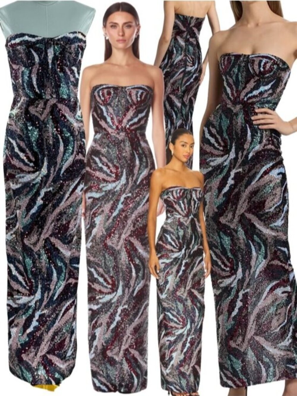 🆕 BRONX & BANCO 🧿 NWOT Dahlia Pink Multi Strapless Maxi Dress, Sz S US 4